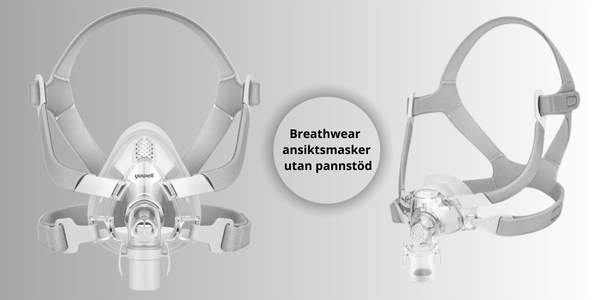 Breathwear ansiktsmasker utan pannstöd för behandling av sömnapné